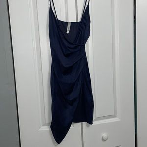 Blue suede mini dress